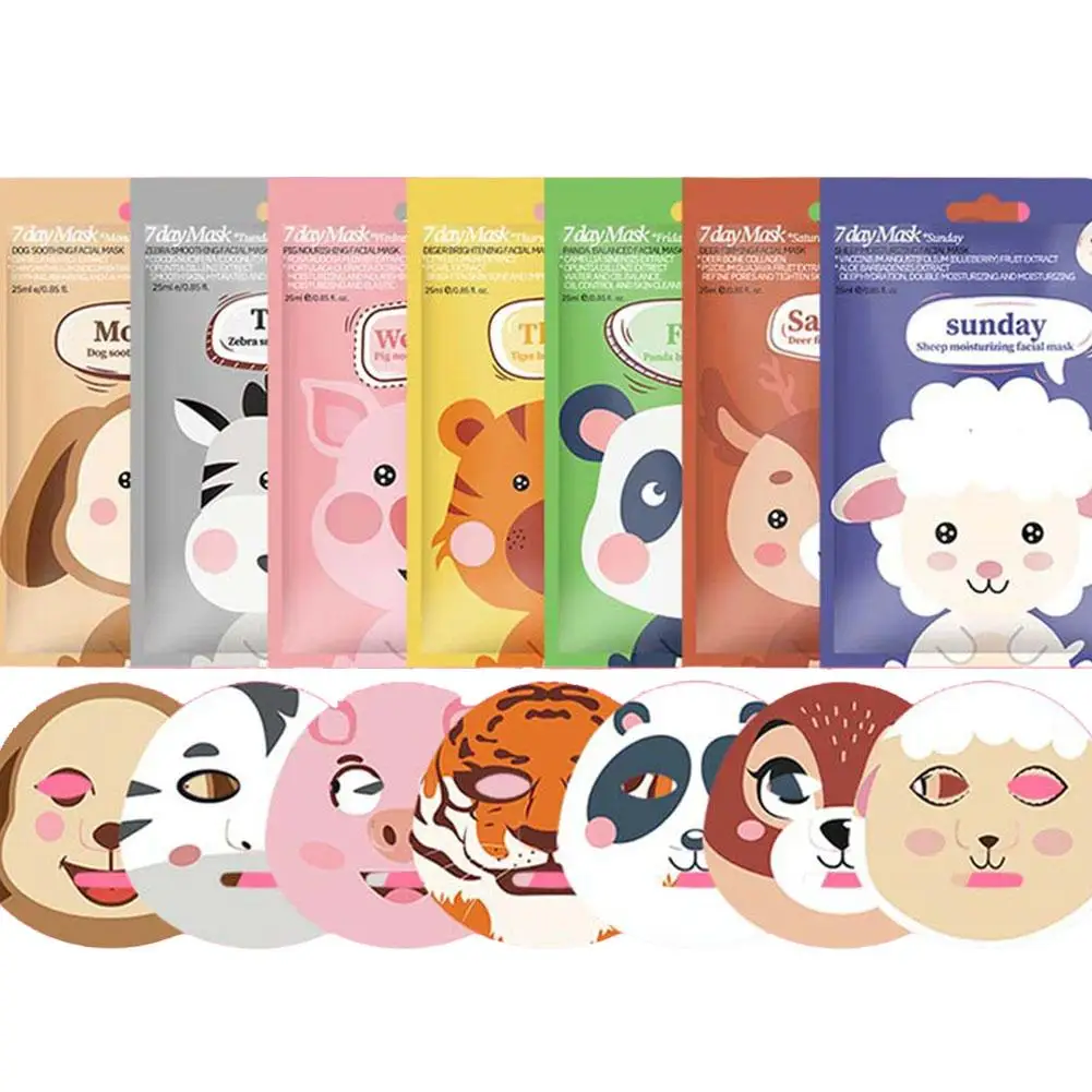 1/5pcs Cute Cartoon Animal Children's Sheet Mask Kids Spa Moisturize Face Masks Gentle Moisturizing Brighten Mask Skincare