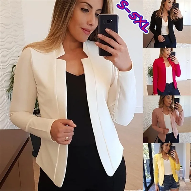 Autumn Winter Solid Casual Blazer Women's Commuter Outerwear