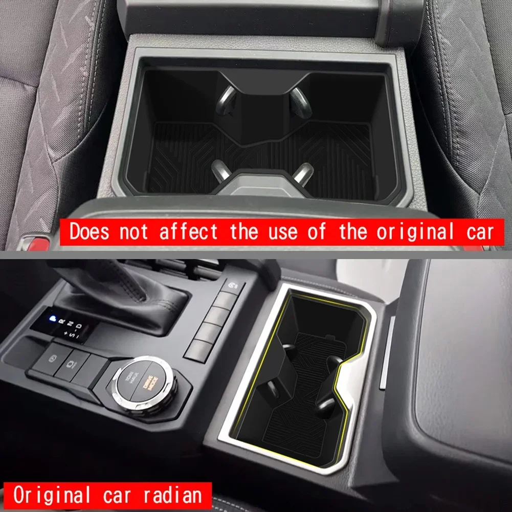 Car Storage Box For Toyota For Tacoma 2024 Central Control Water Cup Silicone Box Center Console Organizer Armrest Storage Box
