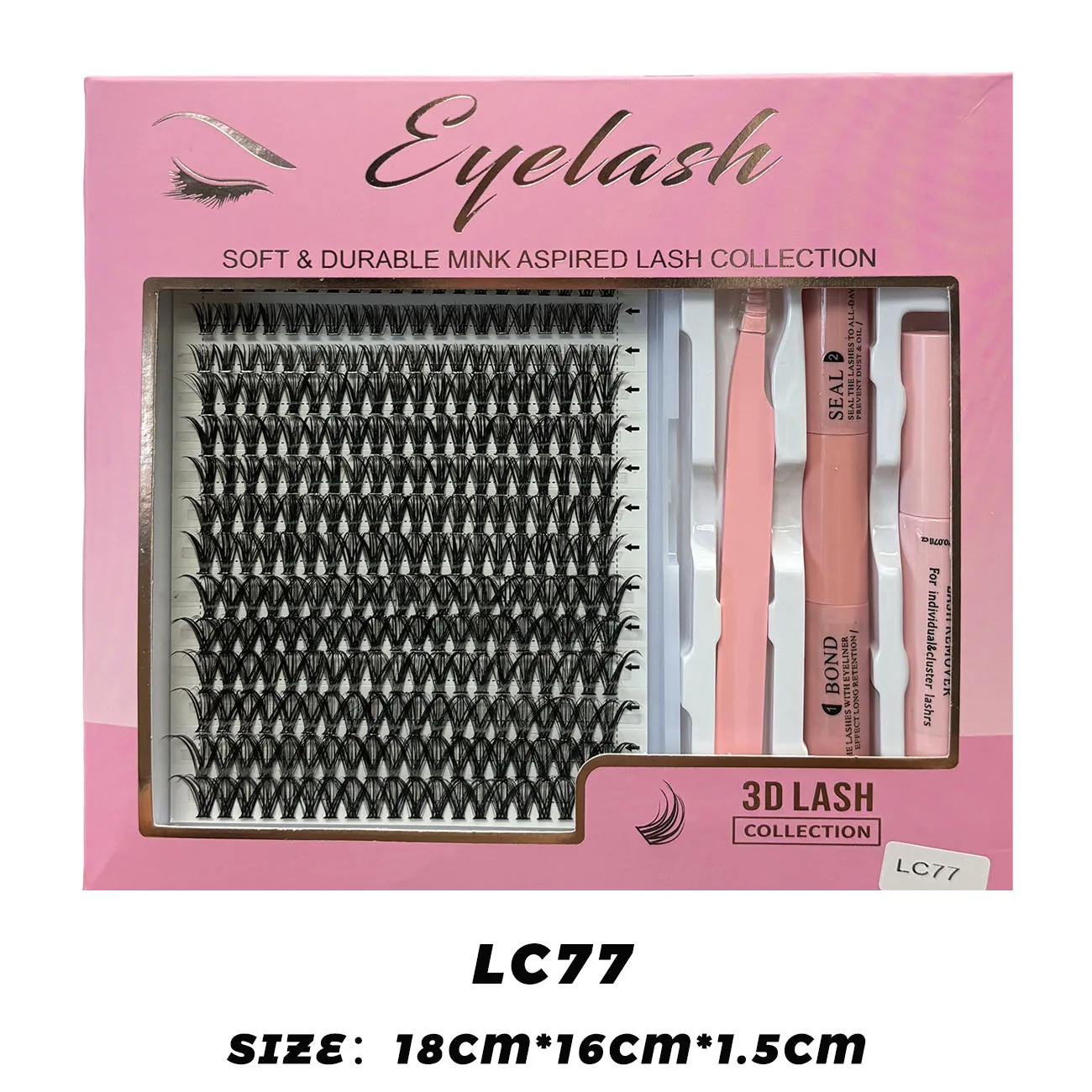 DIY Lash Extension Kit Bond And Seal Makeup Tools With Tweezers Clusters Waterproof Strong Hold Lash 320 PCS Mix Fake Eyelashes