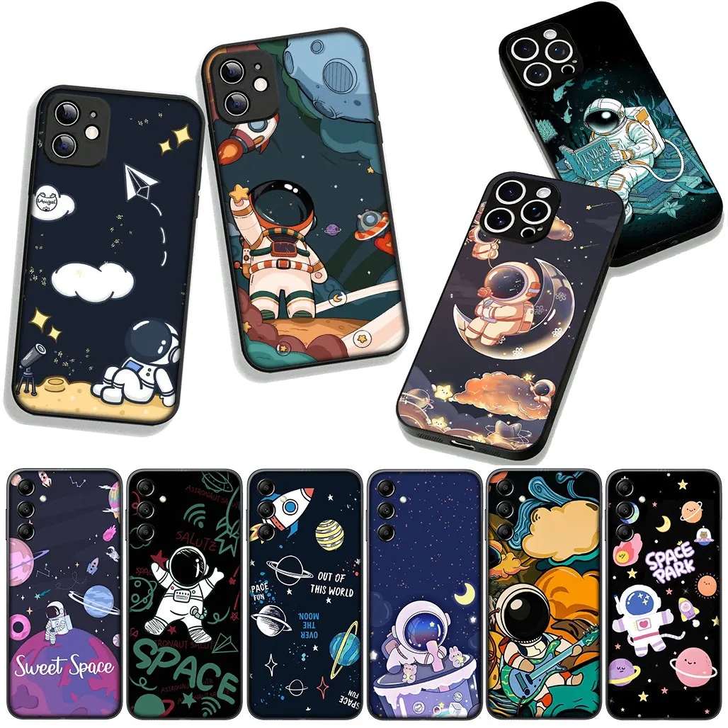 Чехол для телефона OPPO A40 A80 A60 A18 A16 A17 A38 A78 A79 A54 A57 A58 A3 Pro A96 A15 A12 Case Sky Art Astronaut Moon
