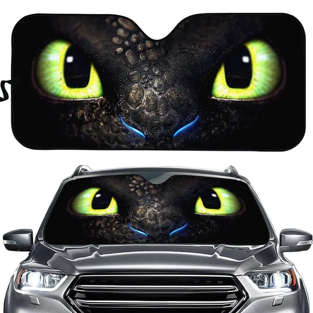 Car Accessories Train Your Dragon Eyes 3D Pattern Auto UV and Heat Front Windshield Sunshade Durable Car Windshield Sun Shade