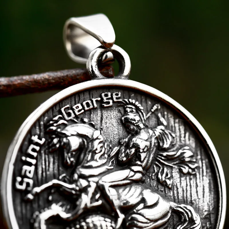 BEIER 2023 New Design Stainless Steel Round Saint George Pendant For Men Saint George Pendant Vintage Jewelry