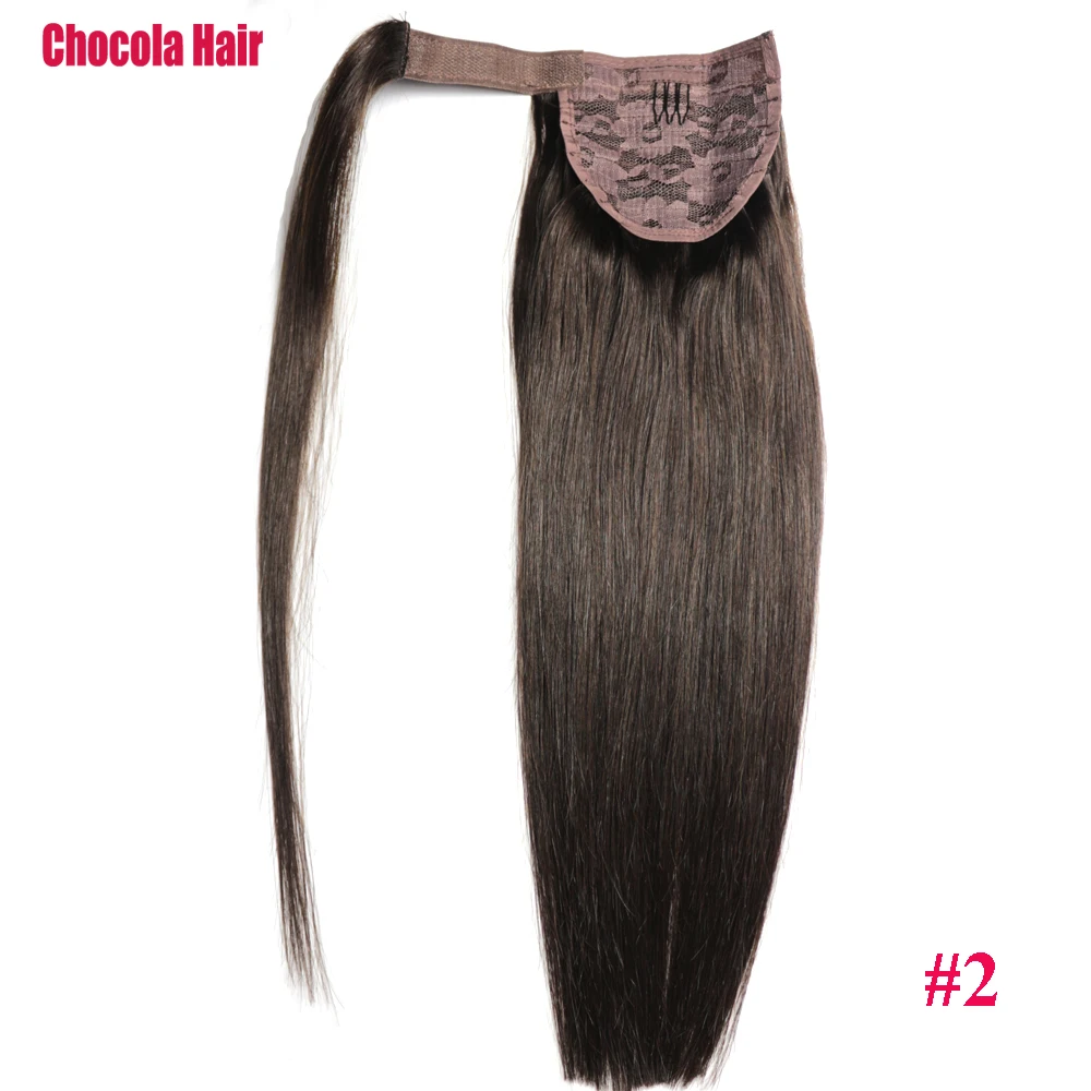 Chocola Estensioni dei capelli umani Remy brasiliani al 100% Coda di cavallo 16 "-24" Magic Wrap Coda di cavallo 80g Clip in coda di cavallo Stragiht