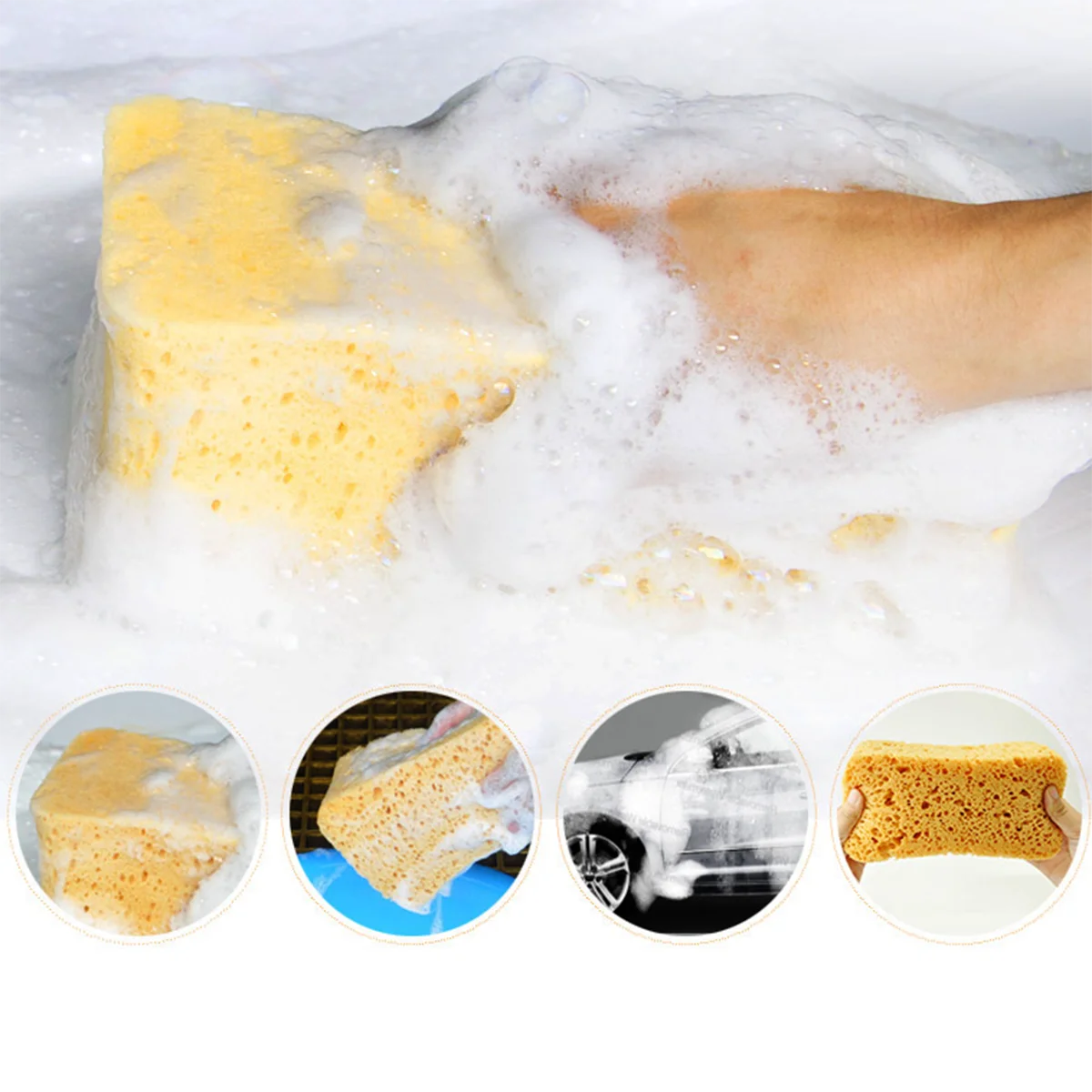 

4pcs Cleaning Sponge Car Wash High Density Porous Absorbent Reusable Auto Great for Cars Bikes Household Soft Durable Long