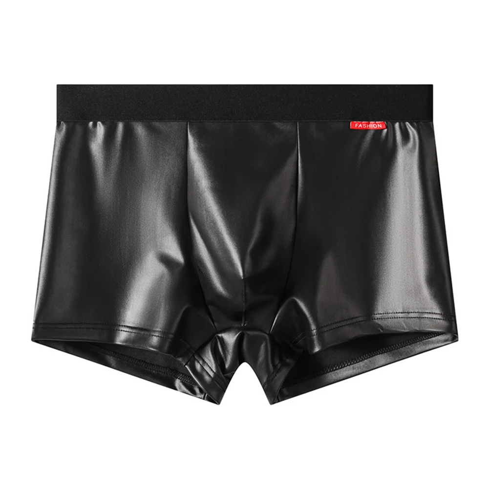 Männer Kunstleder Boxershorts Unterwäsche U Konvexen Beutel Höschen Badehose Clubwear Nachtclub Wet Look Niedrige Taille Mann Höschen