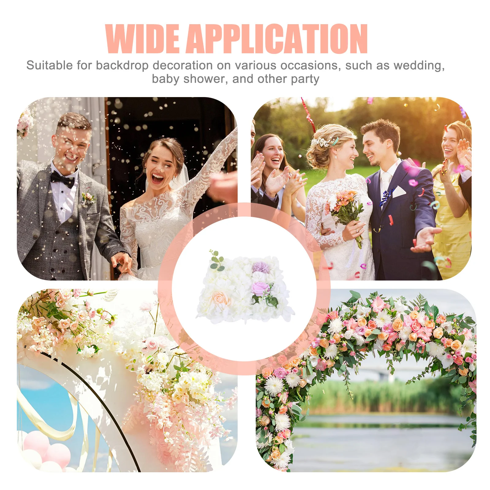 

Artificial Flower Wall Panel 1 Panel Realistic Silk Faux Floral Backdrop Decor for Wedding Party Garden Indoor Outdoor Events