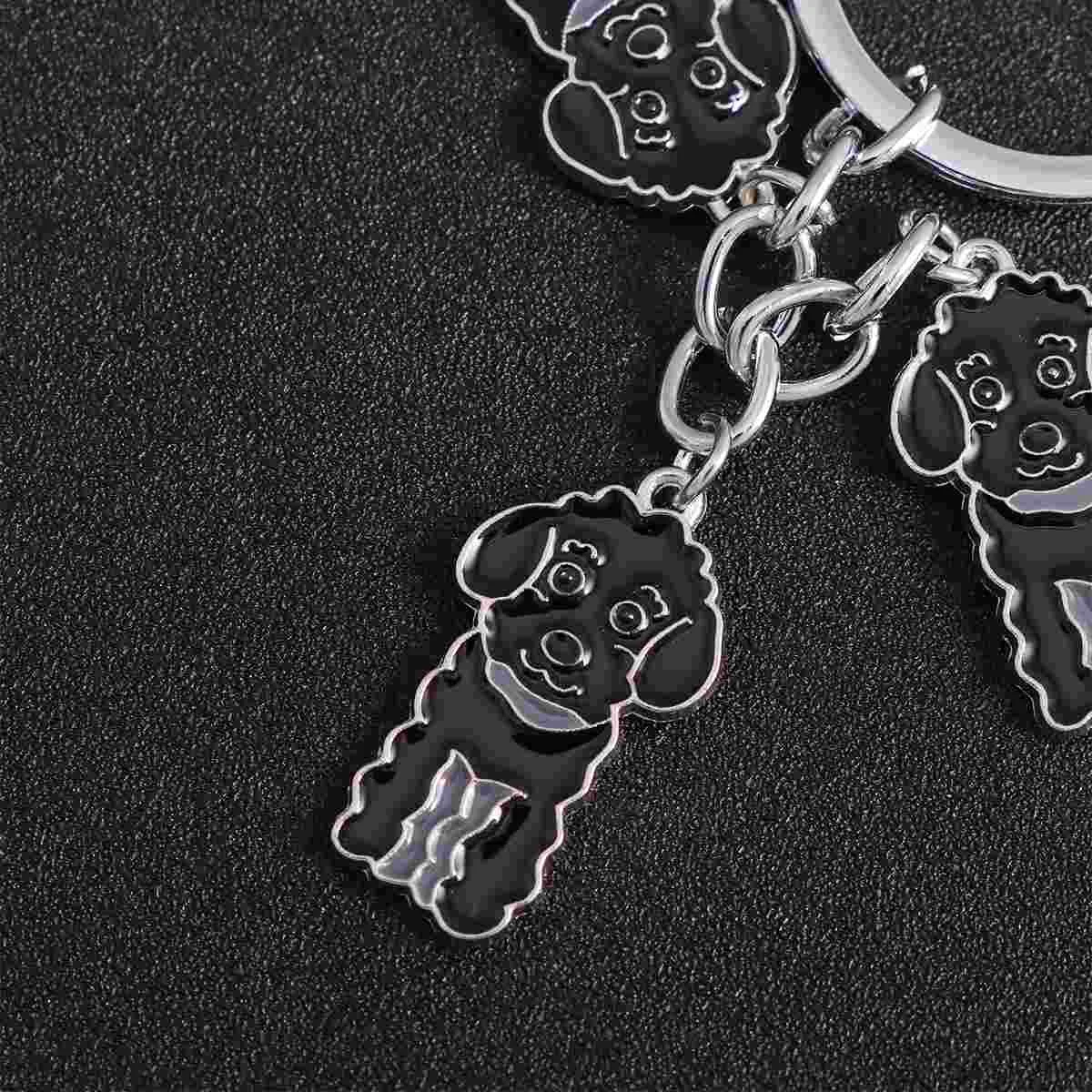 Poodle Shape Car Keychain Metal Dog Shape Car Keyring Decorations Hanging Pendant (Poodle White) German Yorkshire terrier