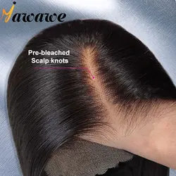 YAWAWE-Peluca de cabello humano liso para mujer, postizo de encaje Frontal 13x4 HD, predespuntado, nudos preblanqueados