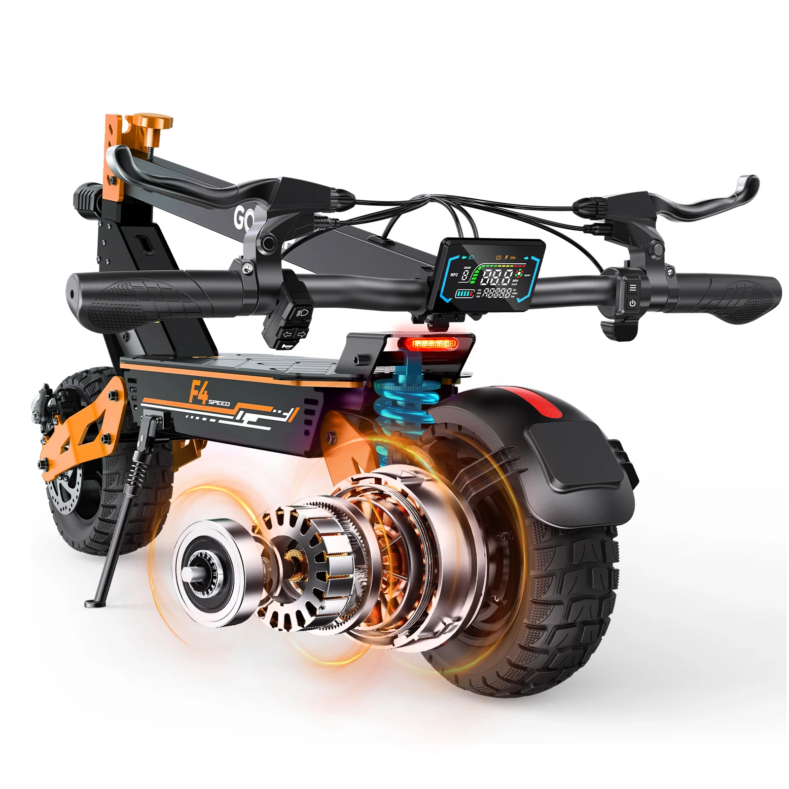Image of Faltbarer Elektroroller GOKEEP F4, 48V15.6Ah, 800W Motor, 55KM Maximale Reichweite, Doppelte Stoßdämpfung, 28Nm Drehmoment, Scheibenbremse, NFC-Entsperrung, Geeignet für Geländereifen 10 Zoll