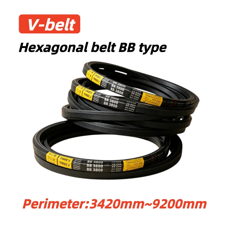 BB Hexagonal V Belt Double Sided Rubber Drive V-belt BB3420-BB9200 Transmission Belt for Cotton Industrial Machinery