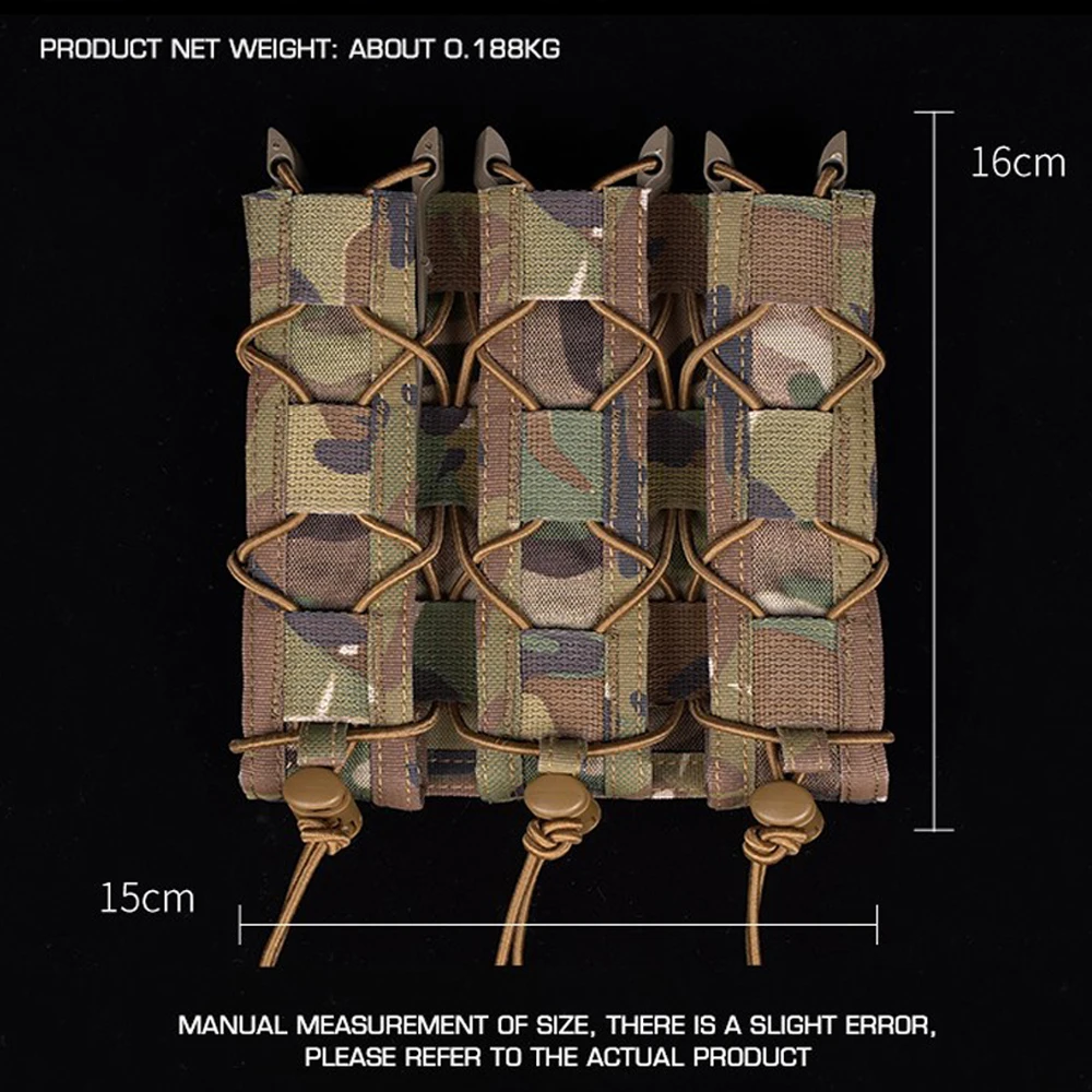 Bolsa táctica Tiger larga Triple Mag 9mm MOLLE extracción rápida - imagen 4