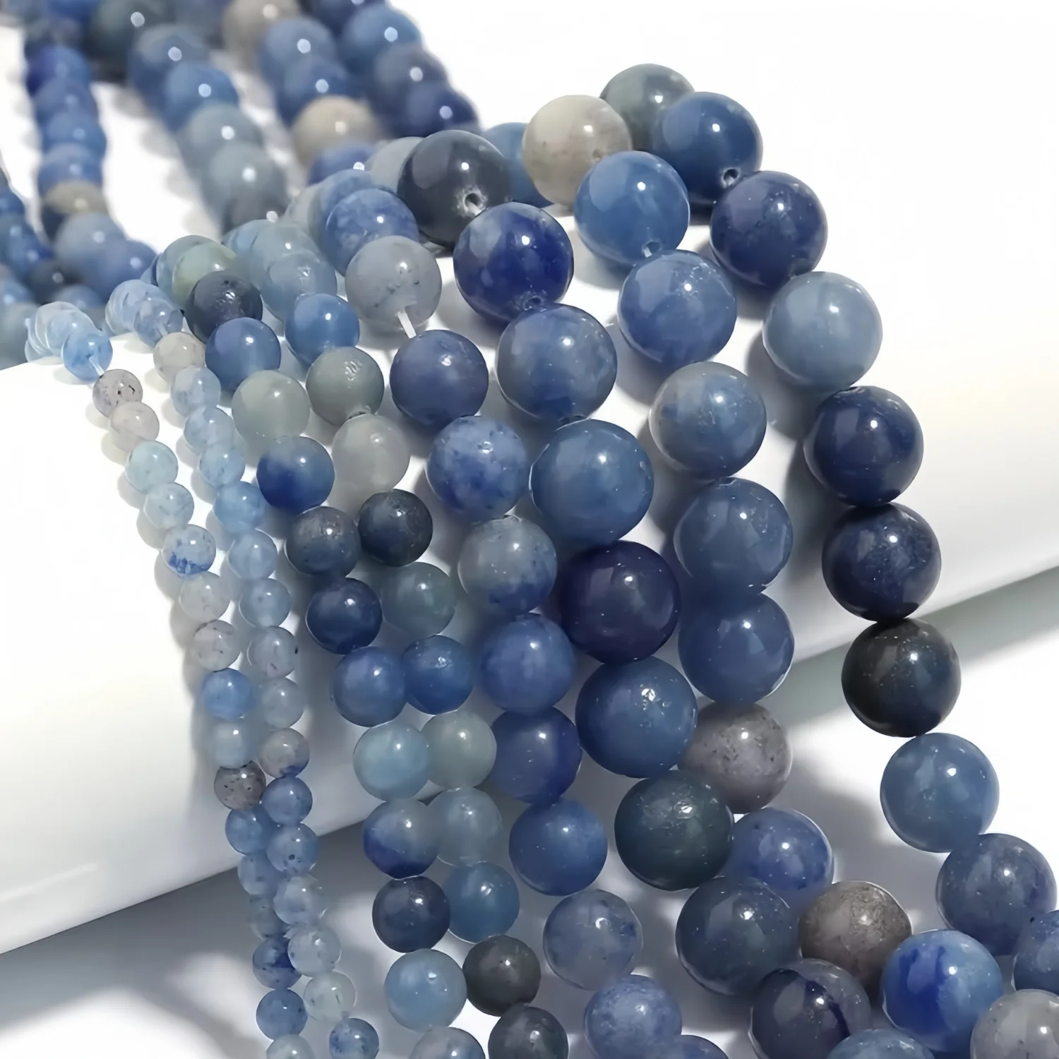 Perles rondes en pierre naturelle Aventurine bleue, 6/8/10/MM, utilisées pour la fabrication de bracelets, colliers, boucles d'oreilles, accessoires de bijoux DIY