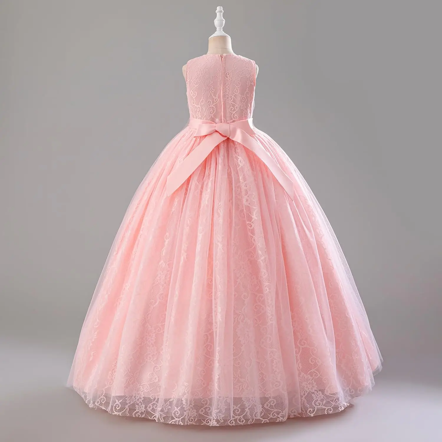 Платье с цветочным узором для девочек с кружевным шифоном, детское торжественное вечернее платье подружки невесты на свадьбу, платье для первого причастия
