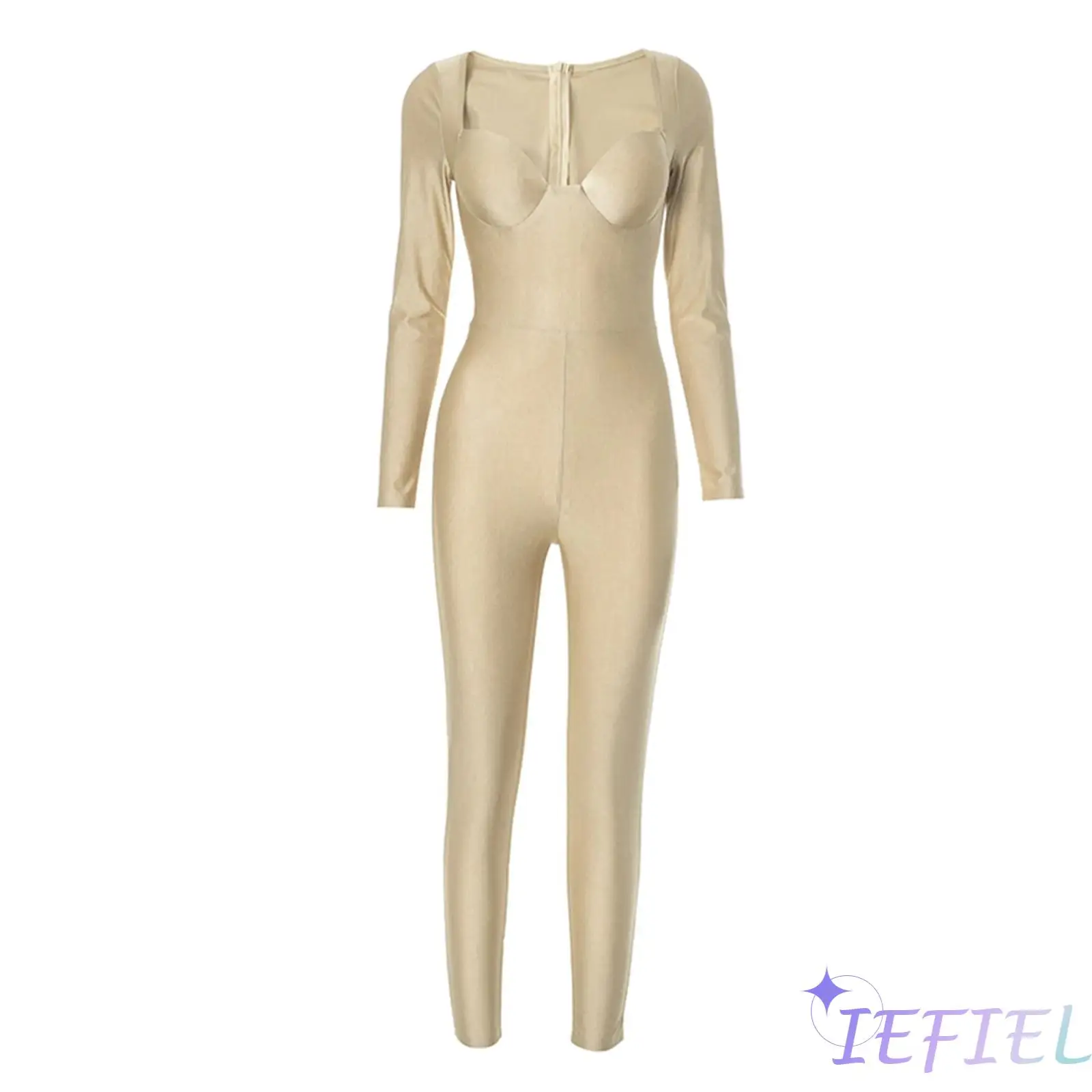 

Womens Pole Dance Practice Costume Slim Fit Unitard Long Sleeve Ruched Back Playsuit for Yoga Raves Party Pole Dance Club Street