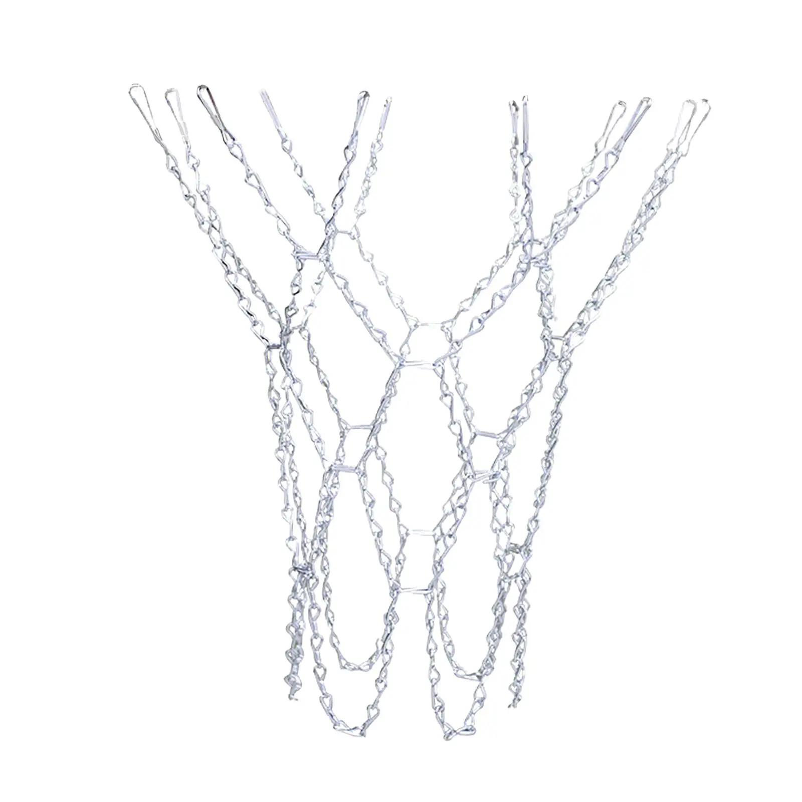 Rede de basquete resistente para ambientes internos e externos, fácil de instalar, artigos esportivos com ganchos, corrente trançada, corrente de metal resistente, padrão