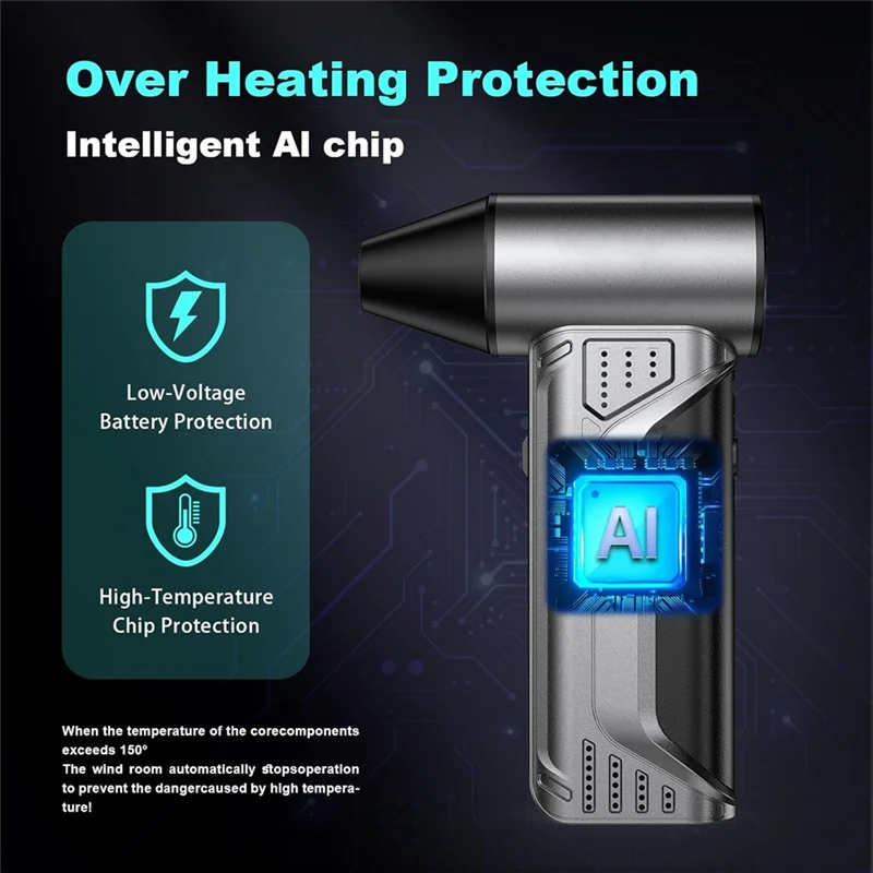 【OFF-SHELF】 منفضة هواء مضغوط ببطارية 10000 مللي أمبير قابلة لإعادة الشحن 180000 دورة في الدقيقة، مع 3 تروس قابلة للتعديل للوحة المفاتيح/الكمبيوتر الشخصي/الخارج