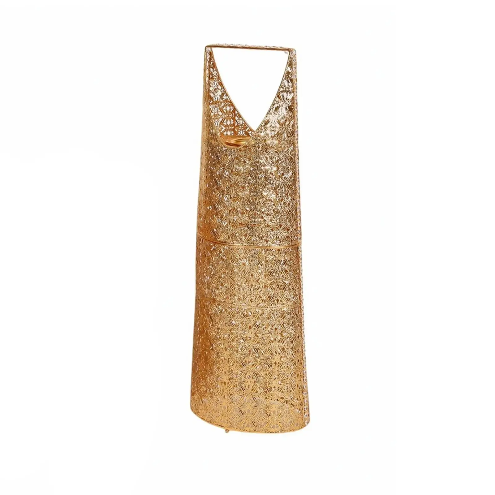 Gold Luxury Incense Burner Floor Vase with Perforated Floral Cutouts for Prayer Area Elegant Home Accent Decor