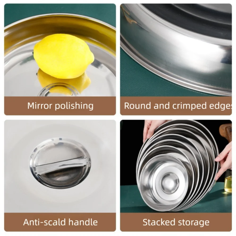 

2pcs Stainless Steel Raised Pot Lids Cover 18/20/22/24/26cm Cookware Parts Teppanyaki Cover Round Western Food Utensils