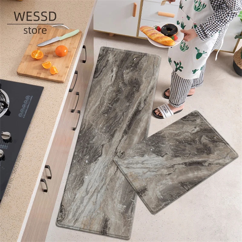 Marble Kitchen Mats Fshion Flannel Print Bathroom Mat Long Runner Memory Foam Floor Mat For Toilet Doormat