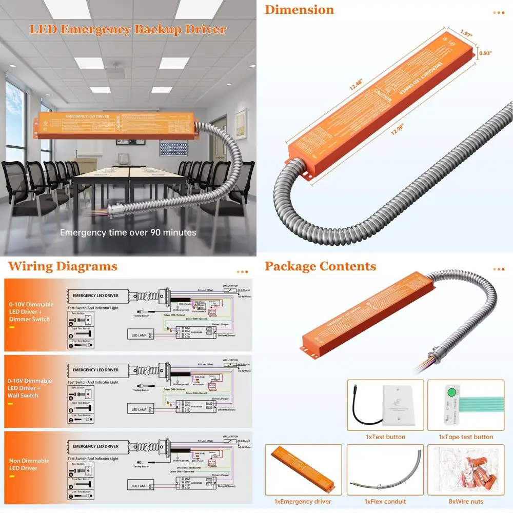 

20W LED Emergency Driver with Rechargeable Battery, 100-347VAC, 90+ Min Emergency Time, Dimmable for LED Panels and Fixtures, UL