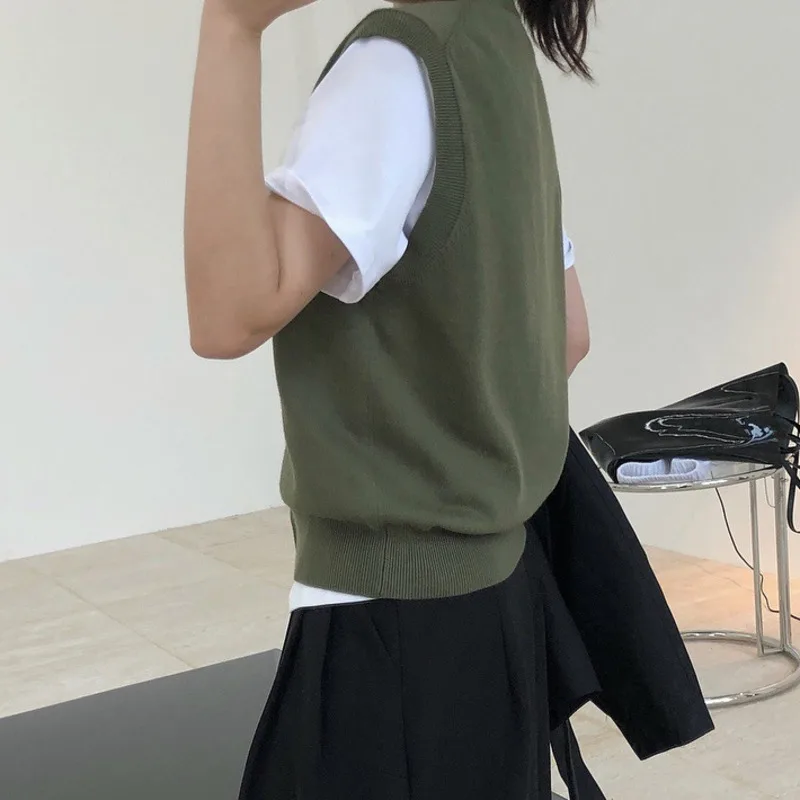 HKSH Frühling Herbst Neue Frauen Gestrickte Weste V-ausschnitt Einreiher Einfarbig Koreanische Casual Vielseitig Flut Chic Weste HK12826
