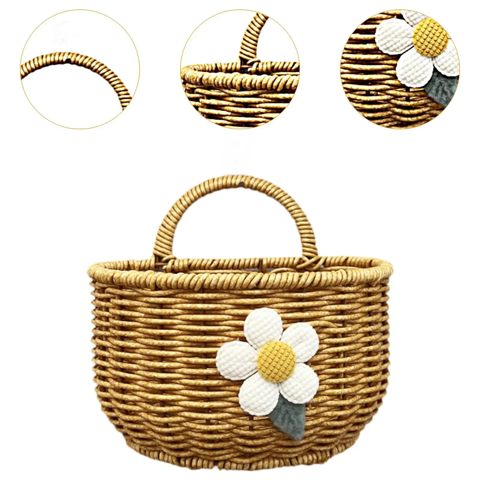 Hanging Storage Basket Imitation Rattan Container for Fruit Potato Key