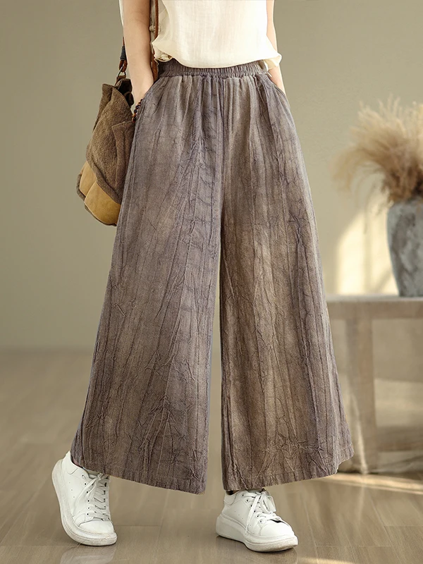 Pantaloni a gamba larga tie-dye da donna in cotone e lino casual a nove punti dimagranti versatili vestibilità ampia estate nuovo Sle Pendolarismo Sle