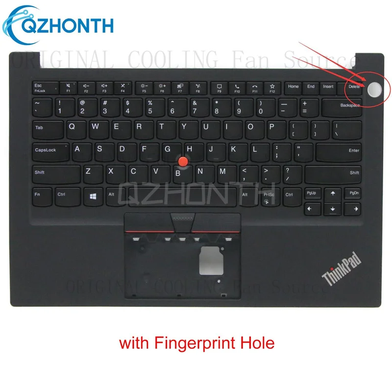 R+  New Palmrest with US Keyboard (Non-Backlit) w/FPR For Lenovo Thinkpad E14 Gen 2