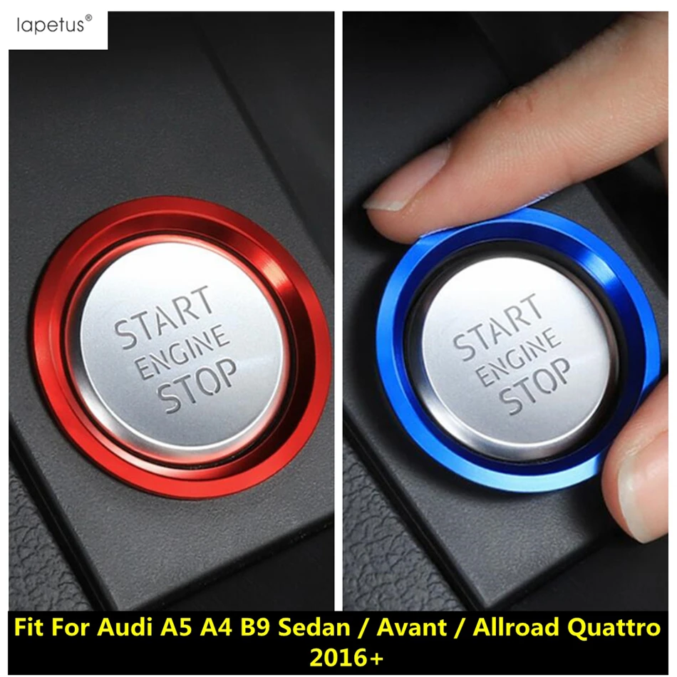 

Start Stop Engine Key Push Button Ring Circle Decoration Cover Trim For Audi A5 A4 B9 2016 -2020 Red / Blue Accessories Interior