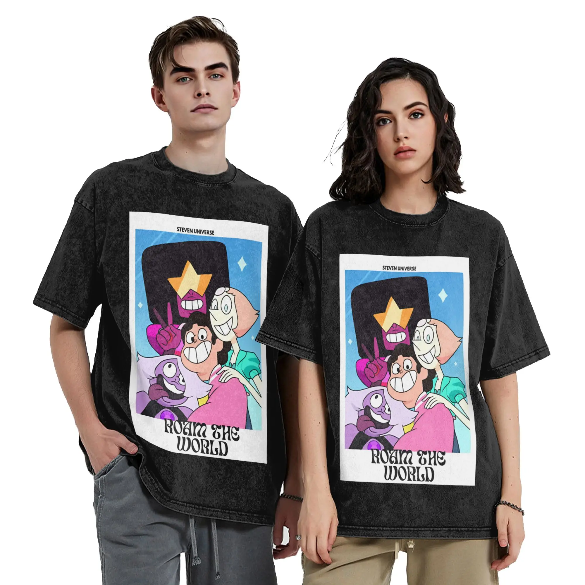 Washed T Shirts Anime Stevens Universes Hip Hop Novelty T-Shirt Harajuku  Streetwear Cotton Summer Tops Tee Shirt Men Women