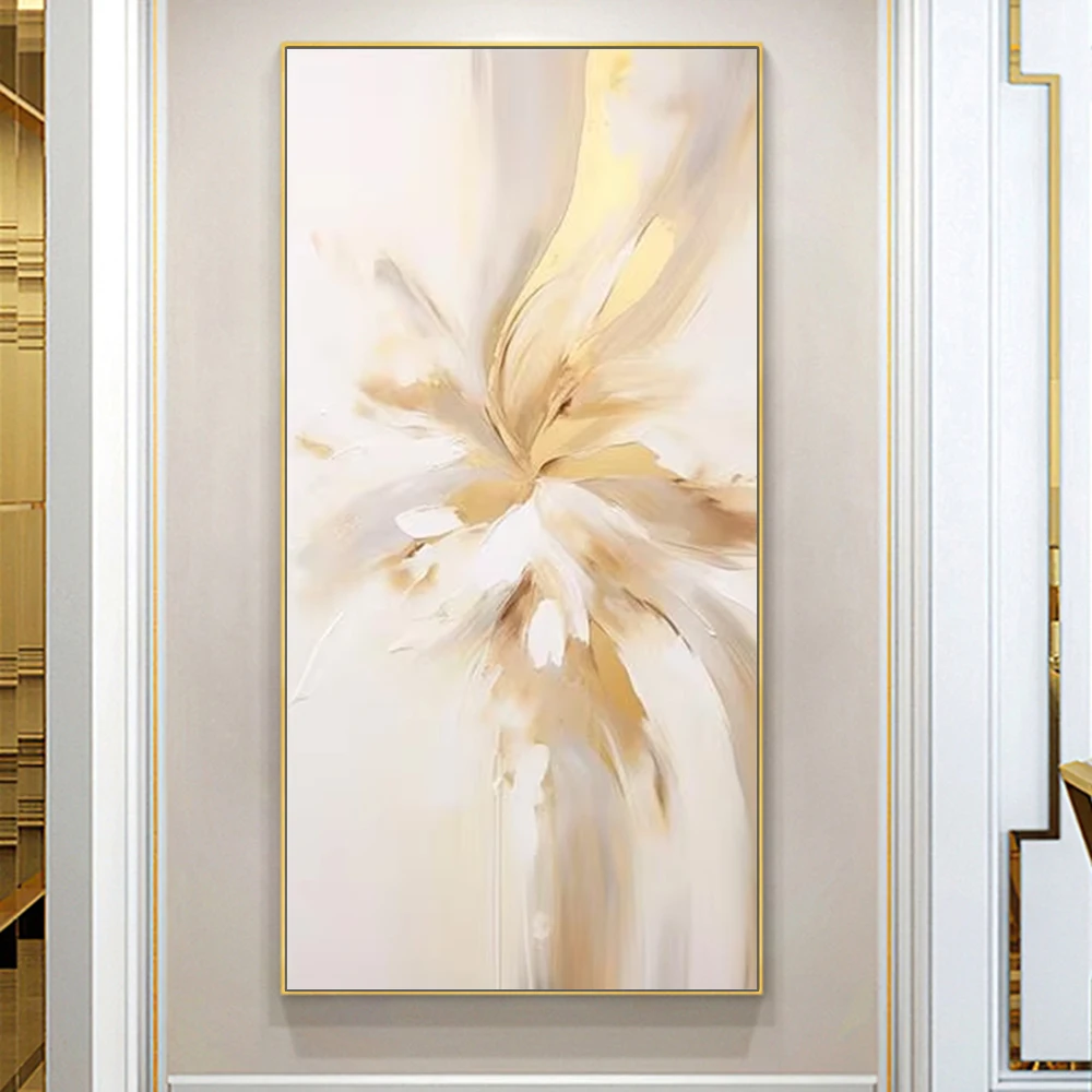 

Мятнара, простой цветок, текстурированный, ручная роспись, без рамки, золотой дизайн, картины, картина на холсте, абстрактное искусство, акриловая настенная роспись