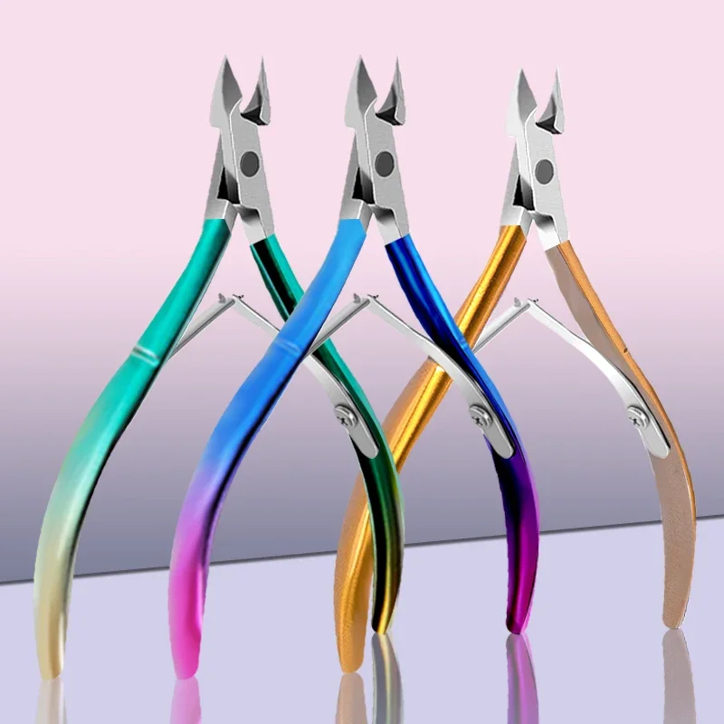 Pinza para cutículas de acero inoxidable, tijeras profesionales para quitar los dedos, cortaúñas para manicura, herramientas para la piel muerta, color dorado