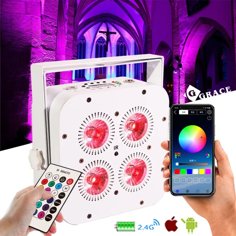

Igracelite 4x18w 5000mah Battery Powered Operated LED Par Can Stage Light IR Remote Wireless WiFi Mini Dj Uplight