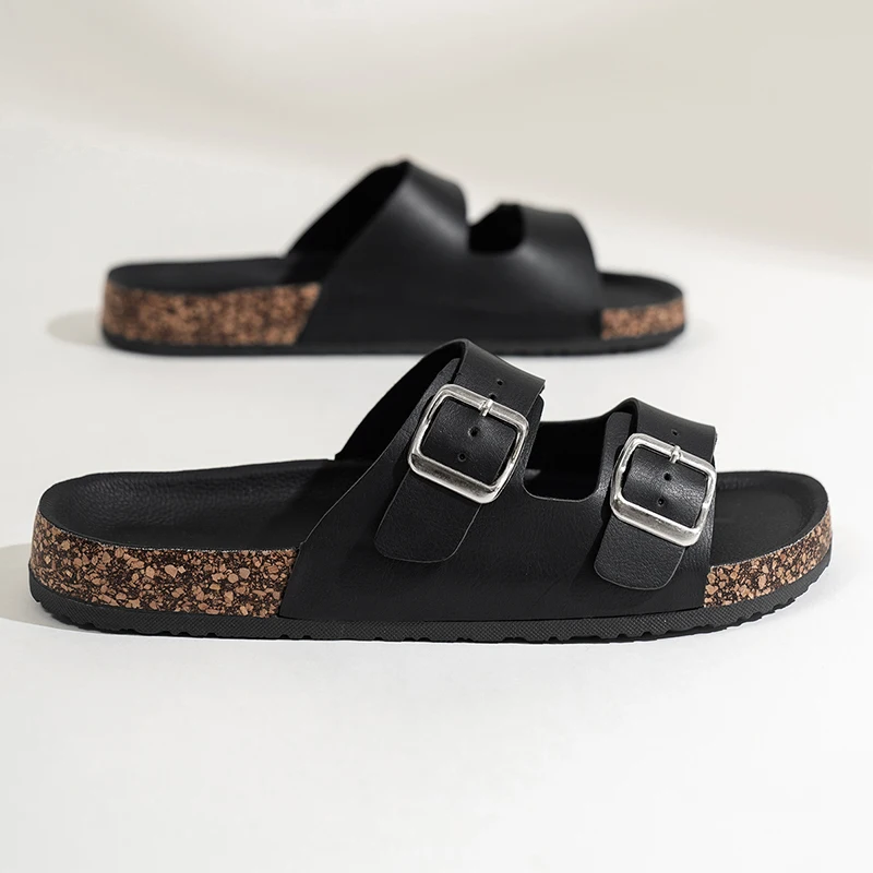 Einfacher und modischer Schnallenbezug für Herren, flacher Absatz, einzeiliger Zug, mehrere Größen