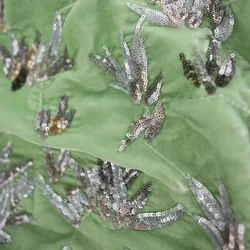 Velvet Heavy Industry Nail Bead Embroidery Bamboo Leaf Vest Coat Chinese Designer Fabric 135 Width Luxury Mulberry Silk Fabric