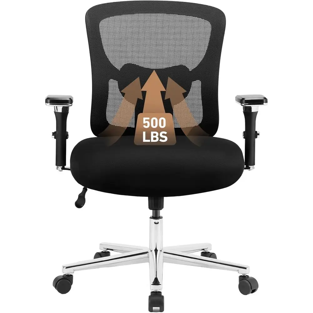 Ergonomic Home Office Desk Chair - Heavy Duty Mid Back with Lumbar Support & 4D Armrest, Height Adjustable Mesh Computer Gaming