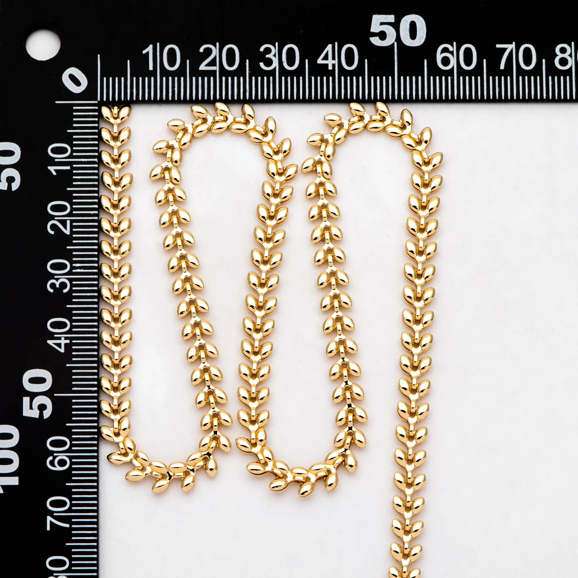 Gold Plated Brass Chevron Leaf Chain 5.3mm, Decorative Herringbone Chain, Arrow Designer Chain (#LK-568)/ 1 Meter=3.3ft