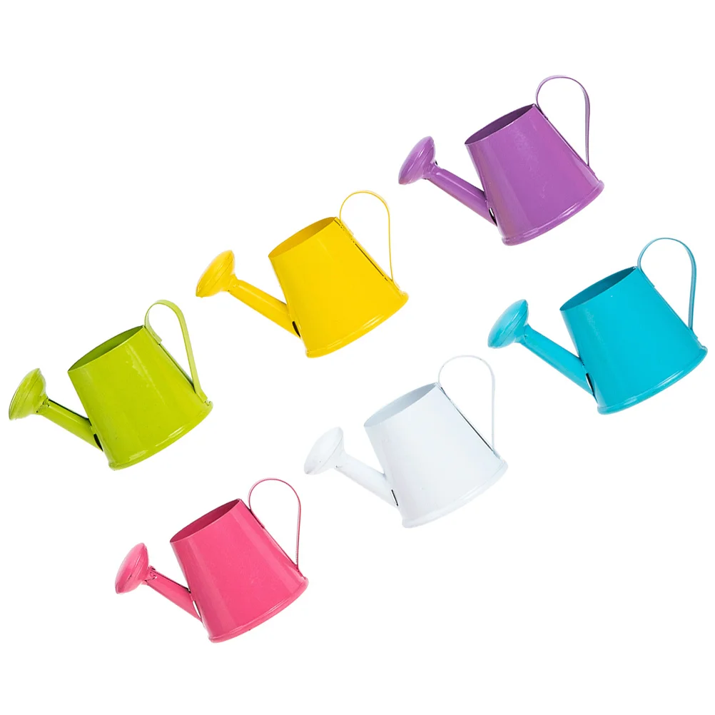 

6 Pcs Watering Can Exquisite Model Decor Chic Cans Toy Small Flower Vessel Durable Cute Iron Containers Compact