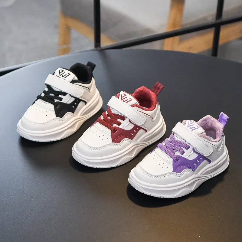 Kids Basketball Shoes Thick Soft Sole 2025 New Fashion Girls Casual Shoes Non-slip Hook&loop Students Sports Shoes Soft Sole