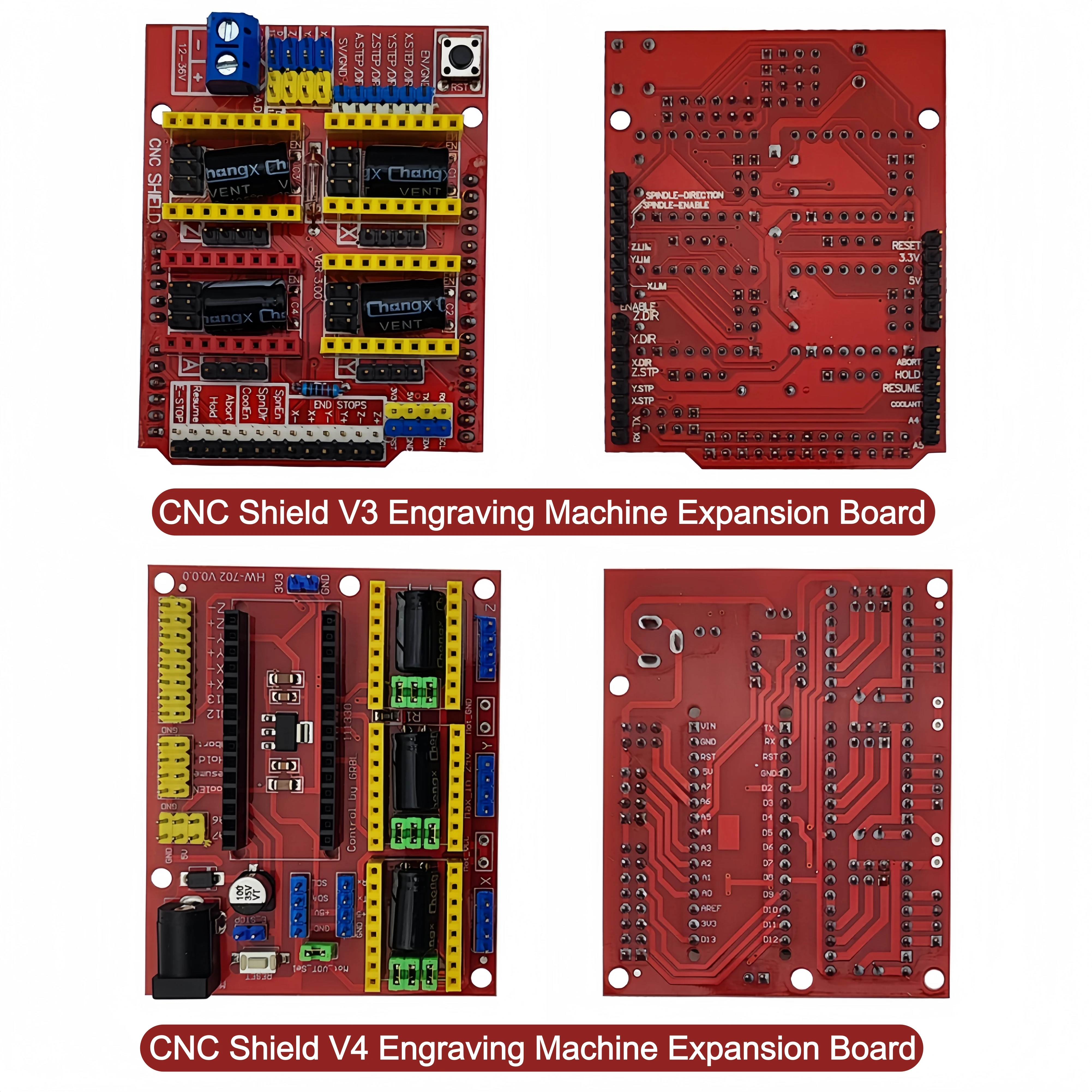 2PCS V3.0/V4.0 CNC Shield V3/V4 Engraving Machine Expansion Board for 3D Printer A4988 DRV8825 Stepper Driver
