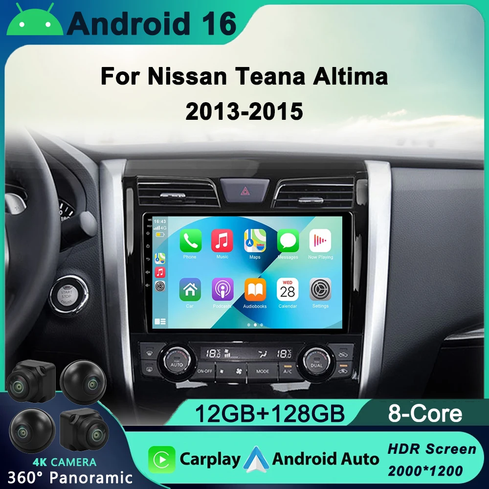 

Android 16 Car Video Navi Stereo Player For Nissan Teana Altima 2013 2014 2015 GPS Radio Multimedia Carplay DSP 4G Wifi BT QLED