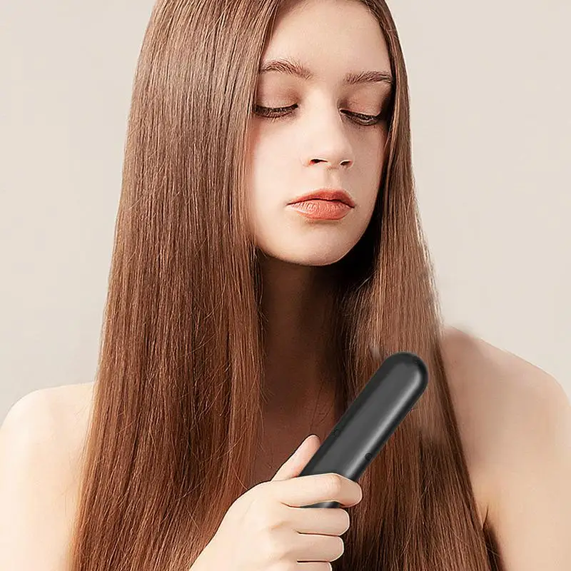 Wireless straight hair comb Hair Straightener Brush with 5 Temp Setting Anti-Scald Hot Brush Heated Styling Comb Fast Heating