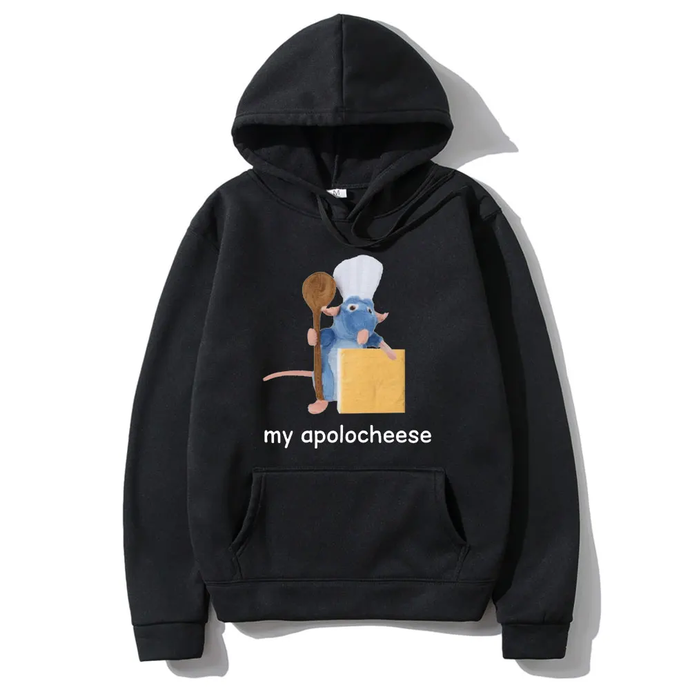 

My Apolocheese Hoodie Cute Funny Rat Cheese Print Sweasthirt Men Women Vintage Oversized Hoodies Men's Casual Fleece Sportswear