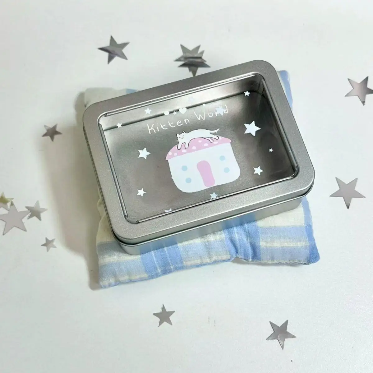 Kpop Photocard Holder Tinplate Card Storage Box Photo Album Case Container Idol Display Card Organizer Desktop School Stationary