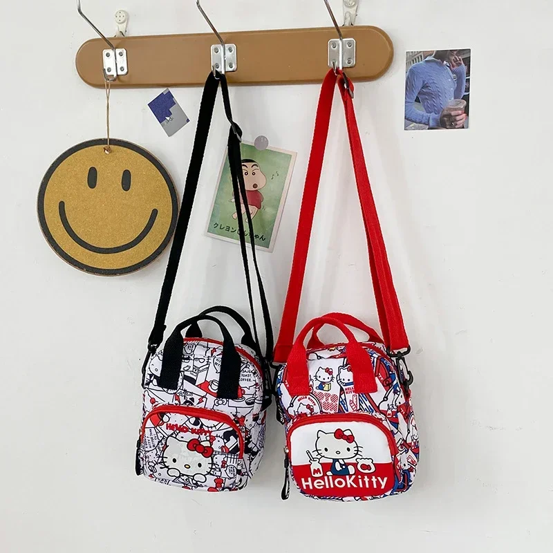 Sanurgente-Sac à main Hello Kitty pour enfants, sac messager en toile, sac de voyage portable, sac à main de dessin animé mignon, cadeaux de vacances à la mode, déterminer initié