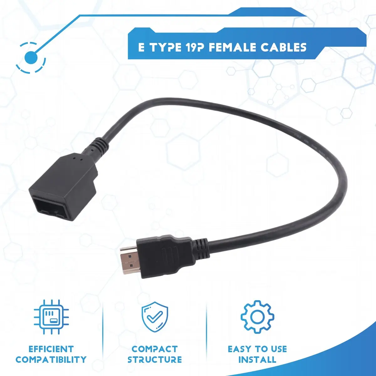 

Высокоскоростная, совместимая с разъемами типа E, 19P, 0,5 м, черная формовка с внутренней резьбой, совместимая с разъемом типа A, черная формовка