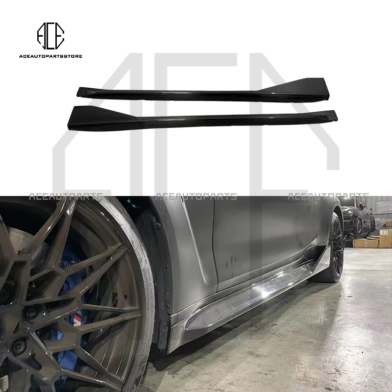 M-Performance Style Dry Carbon Fiber Car Side Skirts For BMW 3 4 Series G80 M3 G82 M4 2D 4D 2021-2024