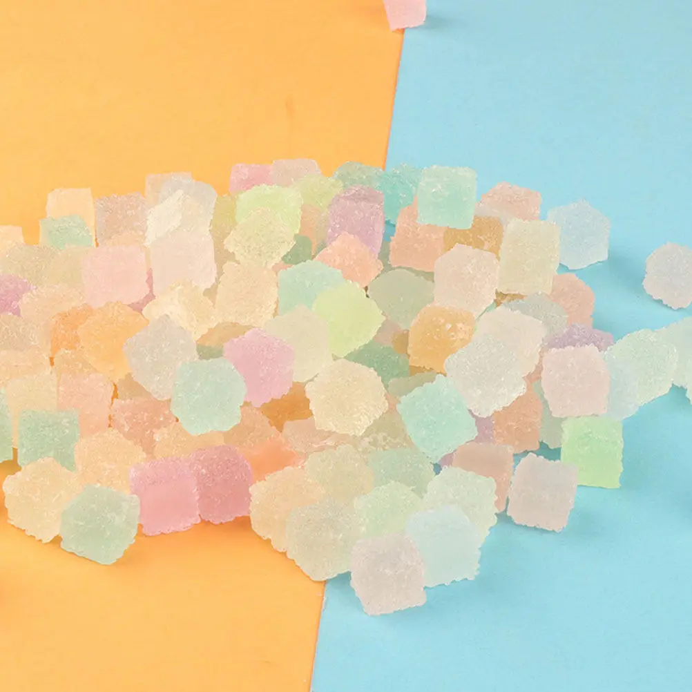

50Pcs Realistic Fake Candy Cubes Glow At Night Miniature Artificial Dessert for DIY Jewelry Making Dollhouse Decorating