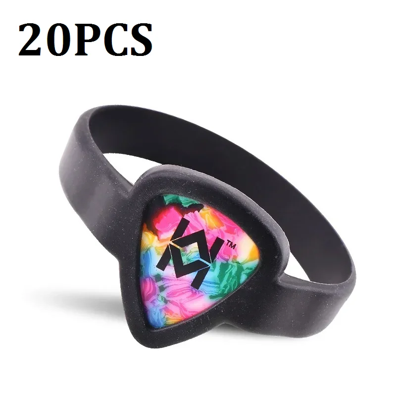 20PCS Guitar Picks Bracelet Picks Wrist Strap Pick Bag Guitar Pick Holder Wristband